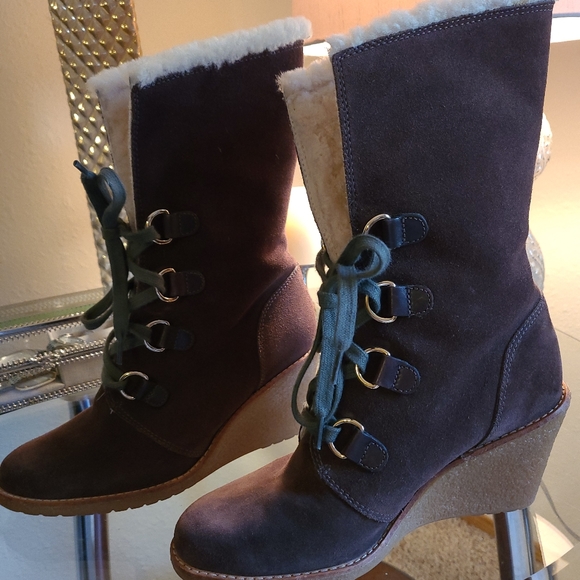 Cole Haan Leather/Suede Upper Bootie Wedge - Picture 5 of 7